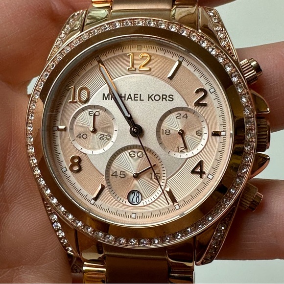 Michael Kors rose gold chronograph crystal halo MK5263 watch - Picture 2 of 8